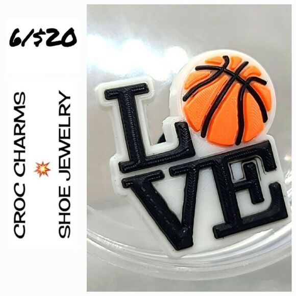 6/$20 Basketball 🏀 Hoops Croc Charm Shoe Jewelry Sports Ball Jibbitz Bogg Bag - Picture 1 of 2